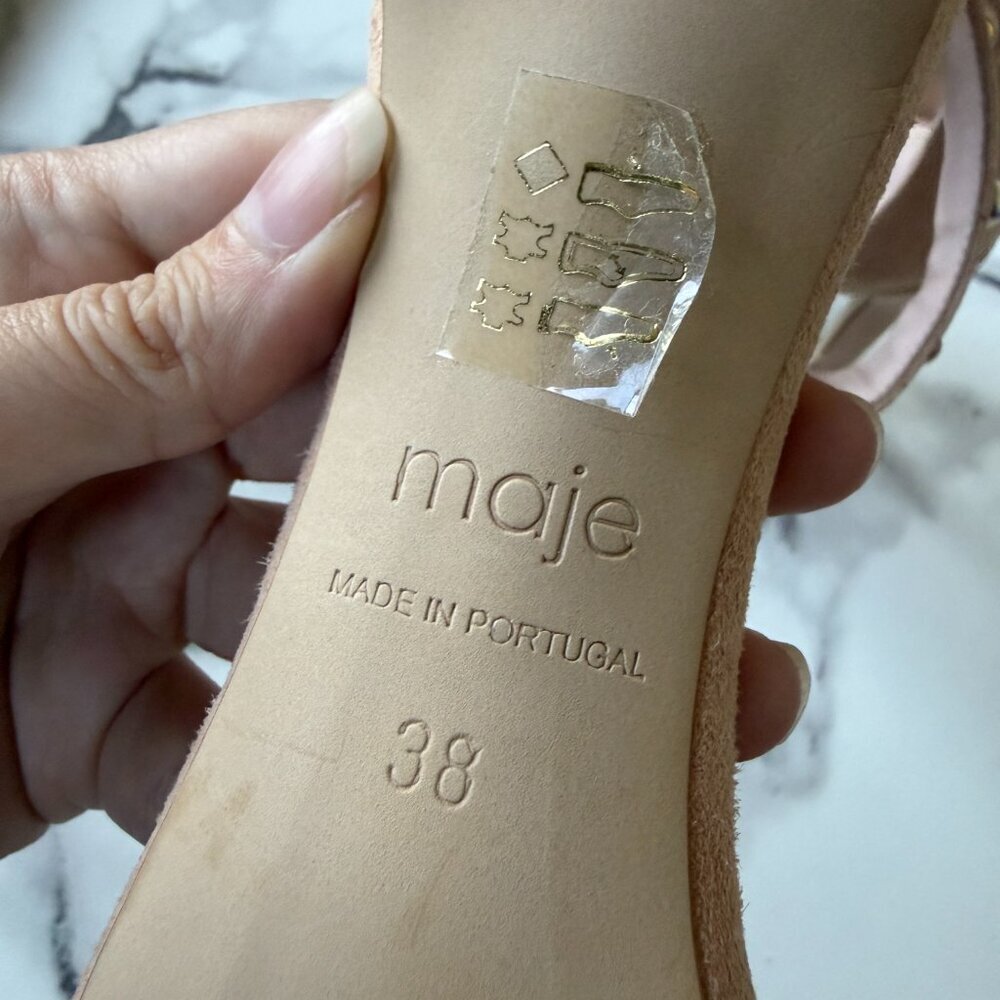 Maje Beige Suede Studded High Heel Sandals Size 38 - Picture 8 of 9
